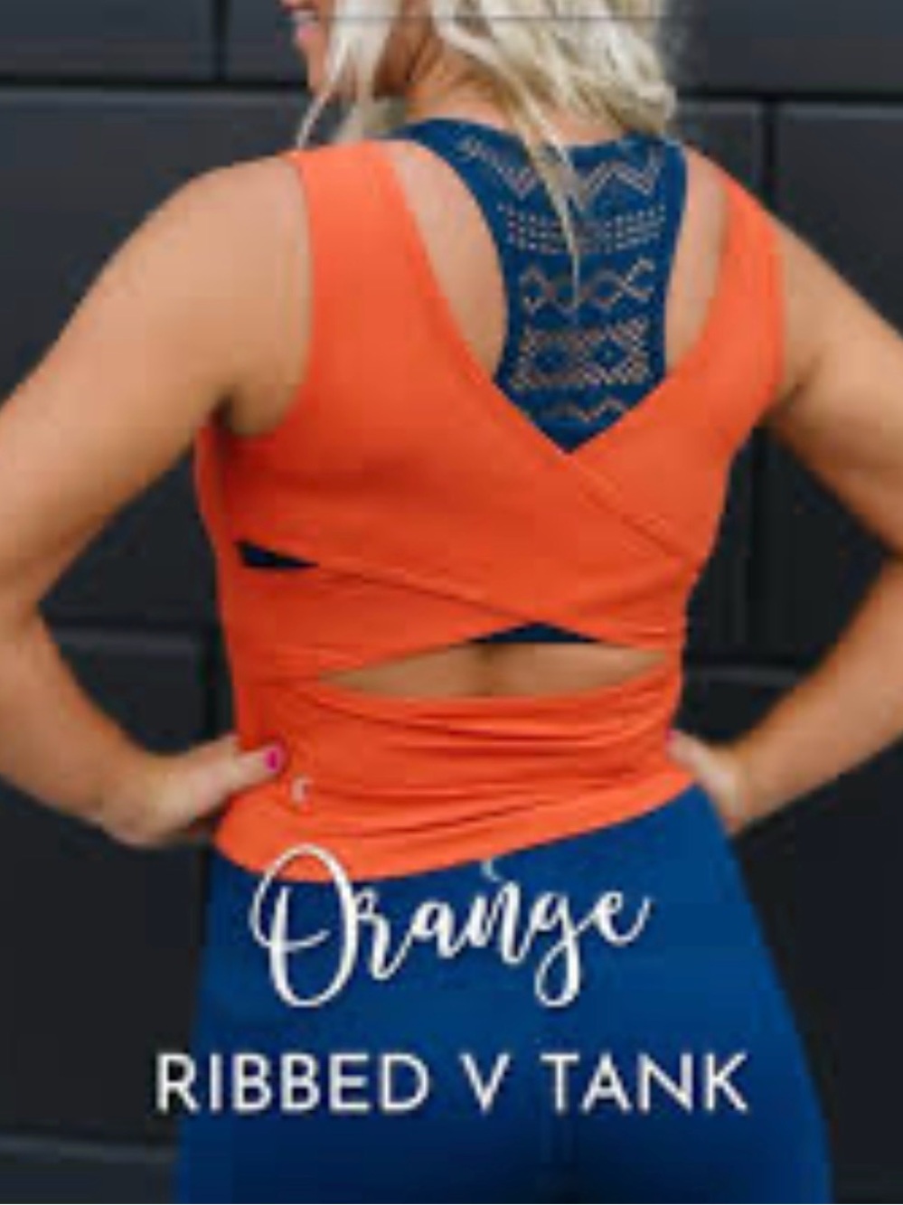 Zyia Active Orange Ribbed V Tank (XXL)